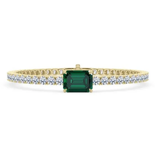 Round-Cut Green Diamond Tennis Bracelet