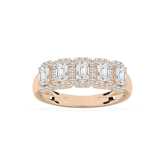 5 Stone Emerald Halo Band