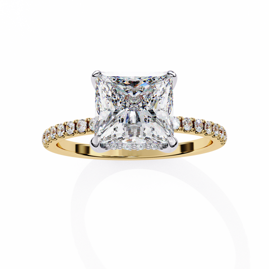 Solitaire Princess with side diamond