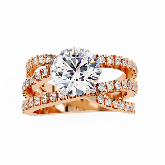 Cross Band Solitaire Ring
