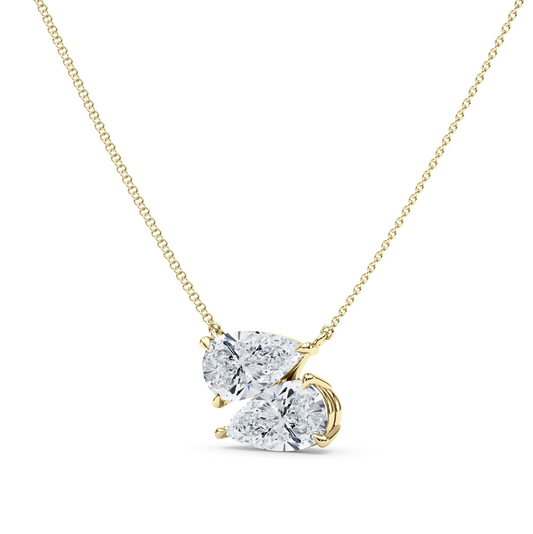 Twin Pear East-West Daimond Pendant With Chain