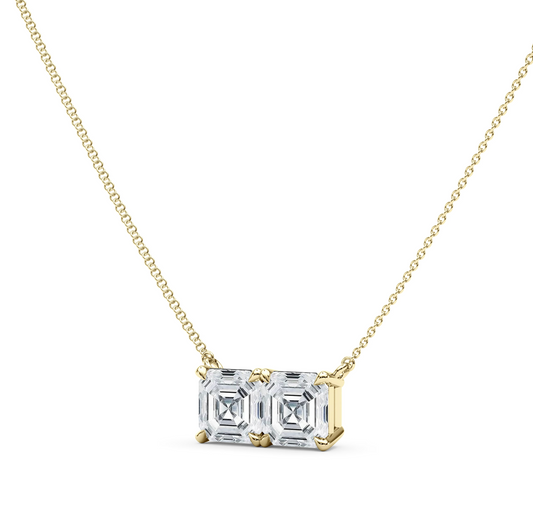Twin Asscher Shaped Pendant With Chain