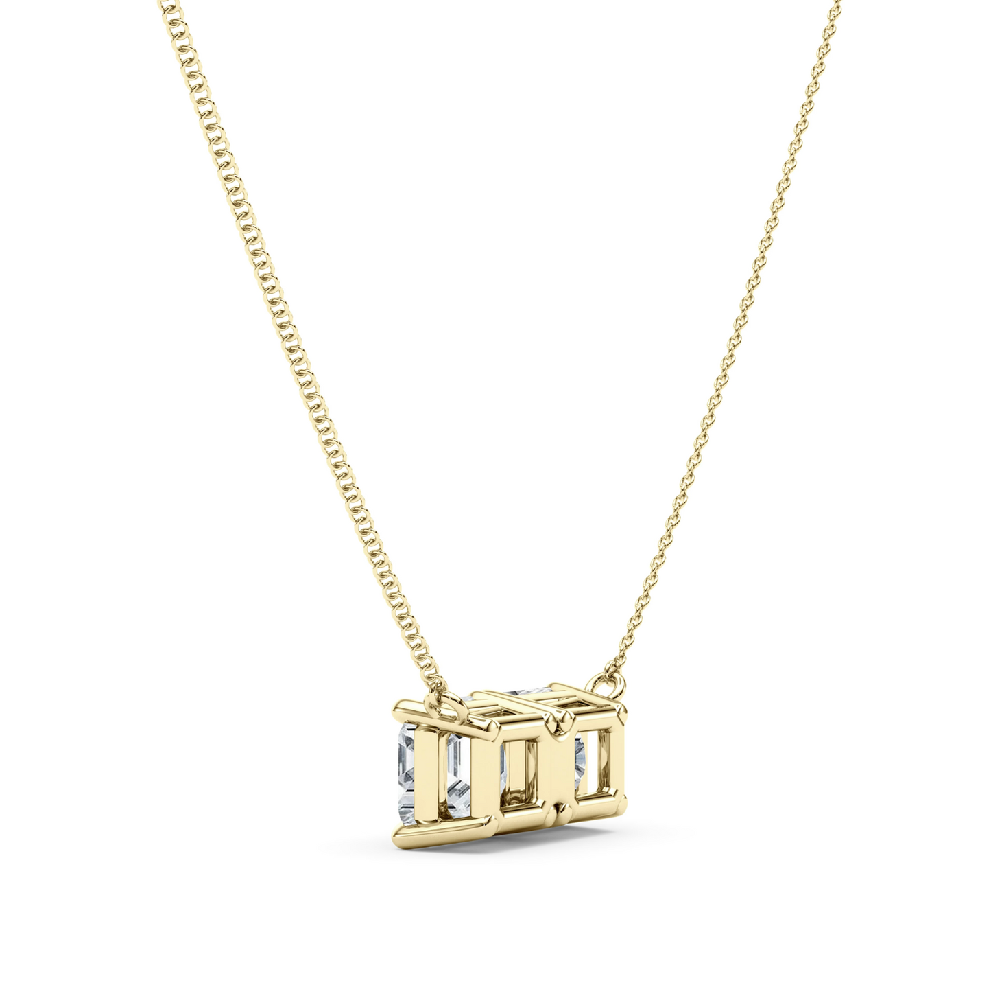 Twin Asscher Shaped Pendant With Chain