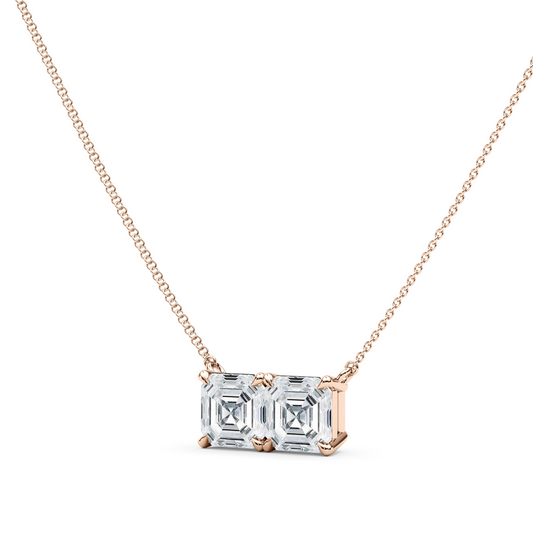 Twin Asscher Shaped Pendant With Chain