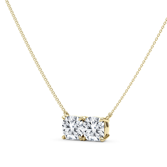 Twin Cushion Shaped Pendant With Chain