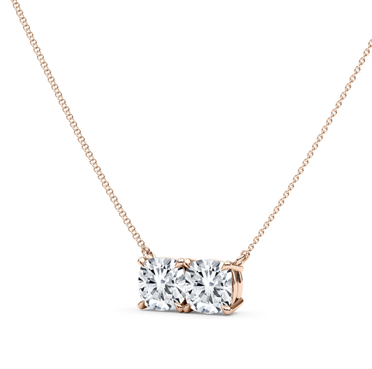 Twin Cushion Shaped Pendant With Chain