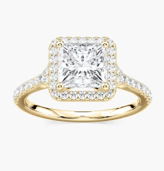 Princess Halo Engagement Ring