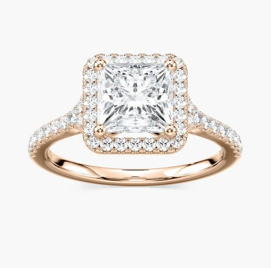 Princess Halo Engagement Ring