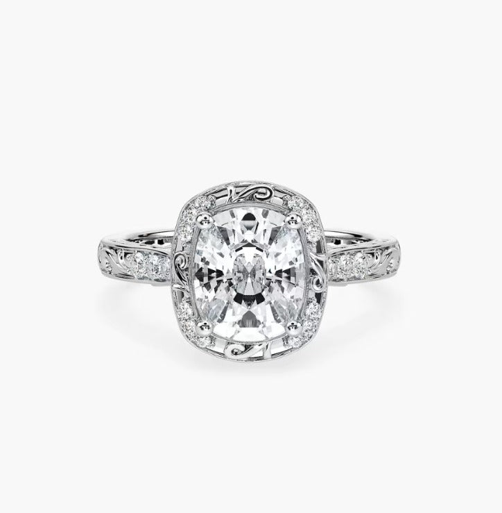 Cushion Halo Engagement Ring