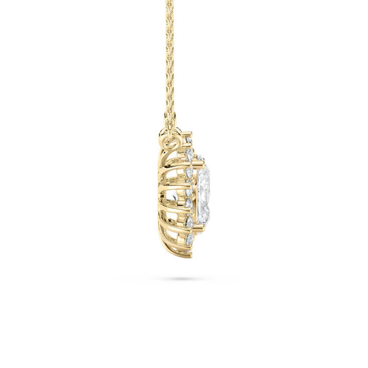 Oval Star Halo Pendant With Chain