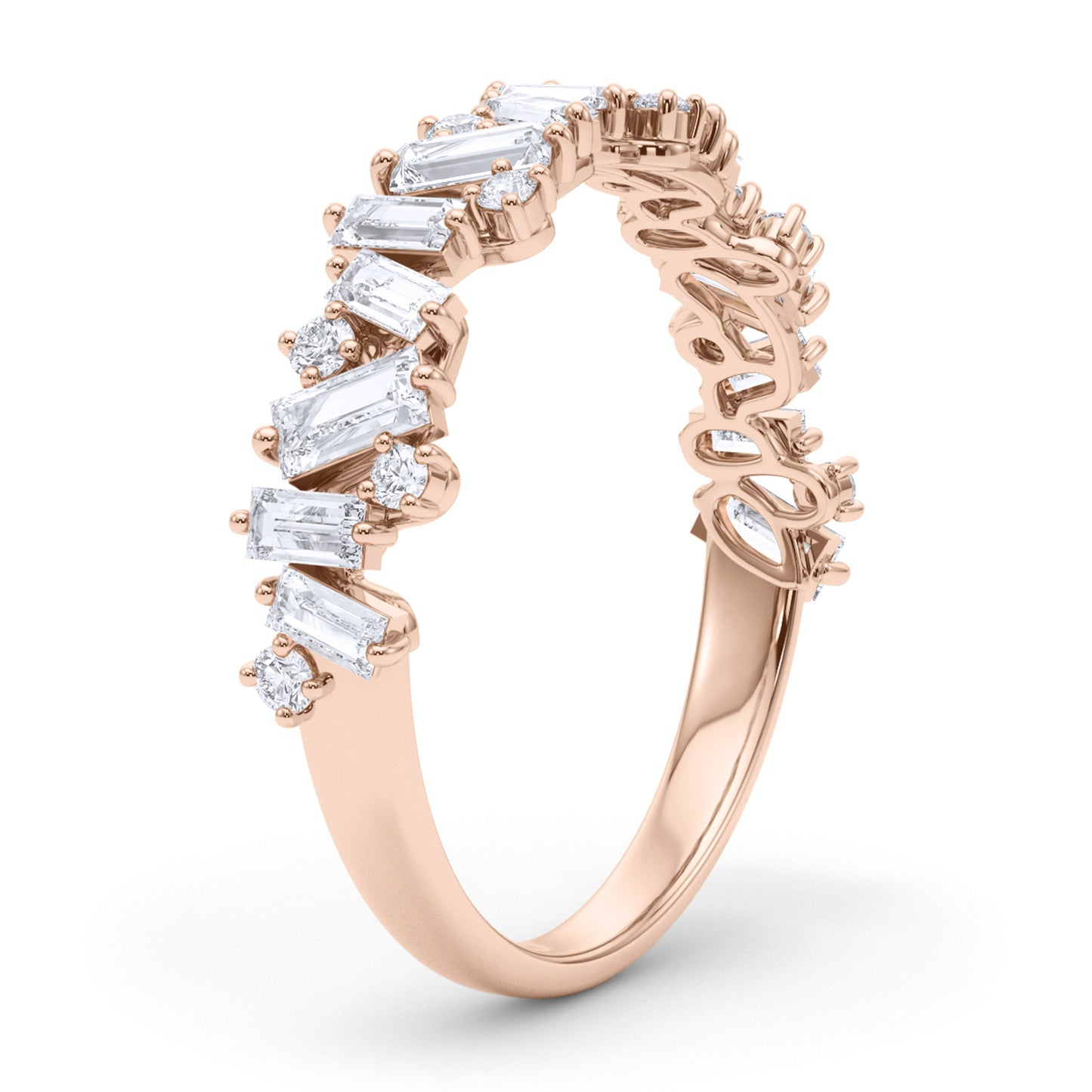 Baguette-pyöreä briljanttihiottu timanttisormus