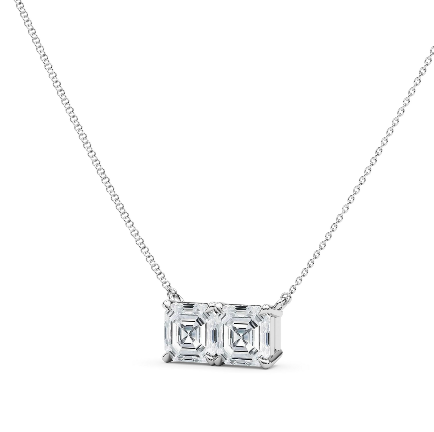 Twin Asscher Shaped Pendant With Chain