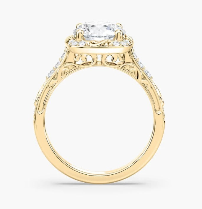 Pyöreä halo-kihlasormus