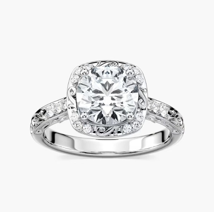 Pyöreä halo-kihlasormus