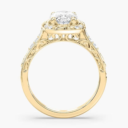 Soikea halo-kihlasormus