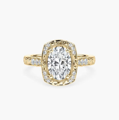 Soikea halo-kihlasormus