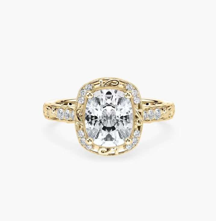 Cushion Halo Engagement Ring