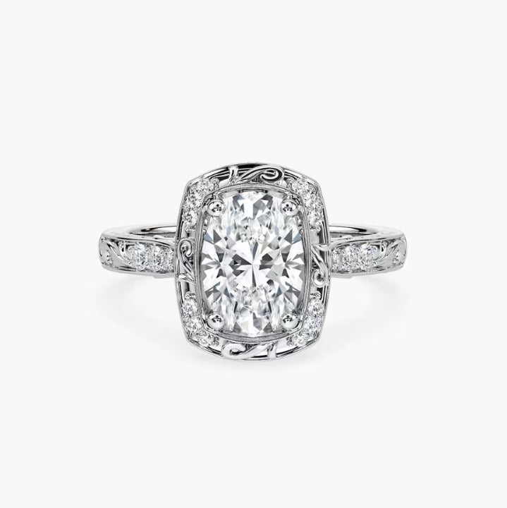 Soikea halo-kihlasormus