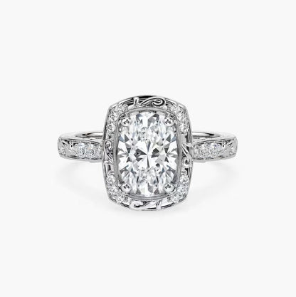 Soikea halo-kihlasormus