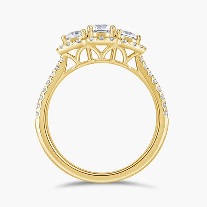 Pyöreä kolmikivinen halosormus