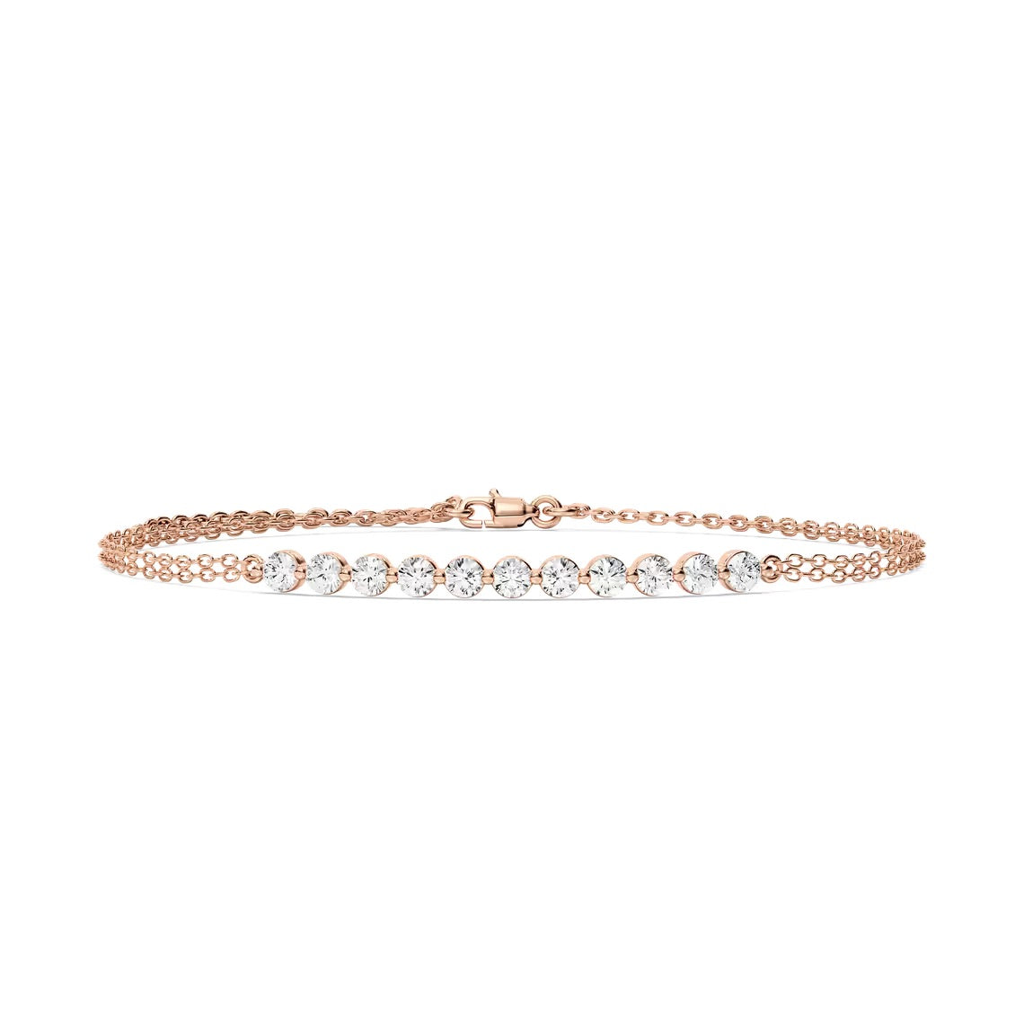 Round Cut 11 Stone Chain Bracelet