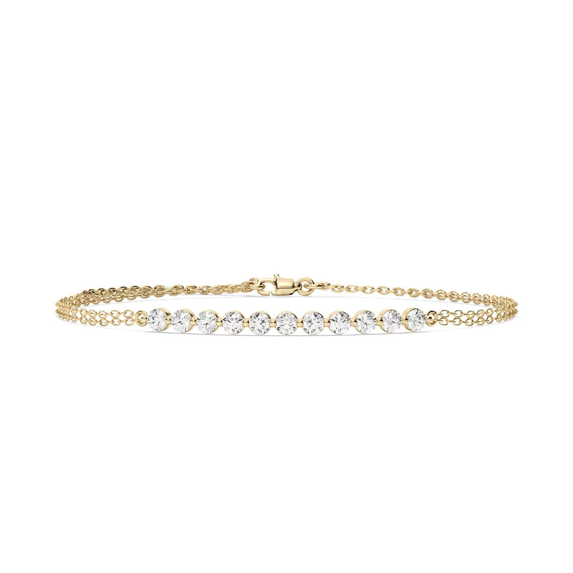 Round Cut 11 Stone Chain Bracelet