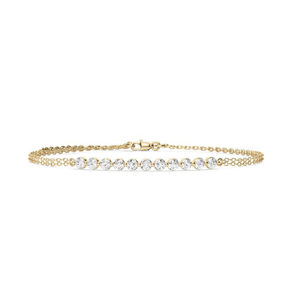 Round Cut 11 Stone Chain Bracelet